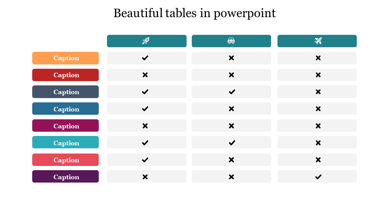 beautiful tables in powerpoint